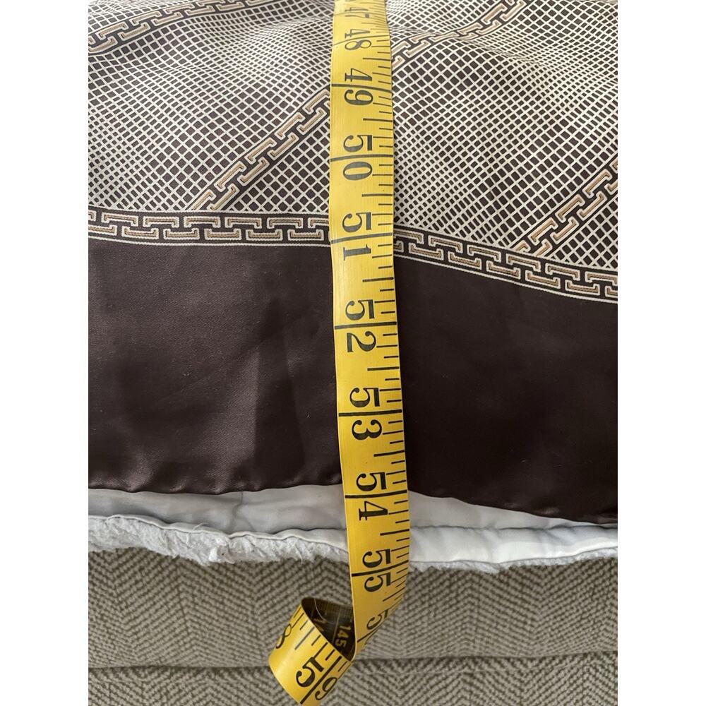 Vintage Silk Scarf 54” x 11” Made in Italy Brown Hand Rolled Plaid Boho Travel - Picture 8 of 8